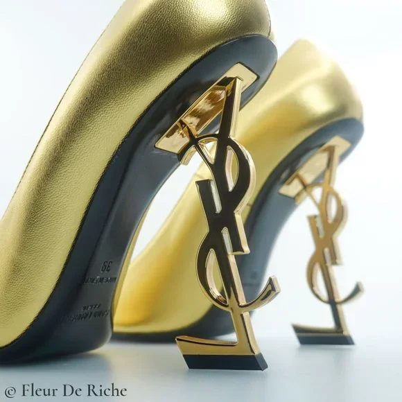 Saint Laurent Opyum 110 Gold Leather Heels - Picture 4 of 5